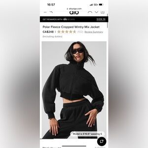 NWOT Alo Yoga Polar Fleece Cropped Wintry Mix Jacket size xs